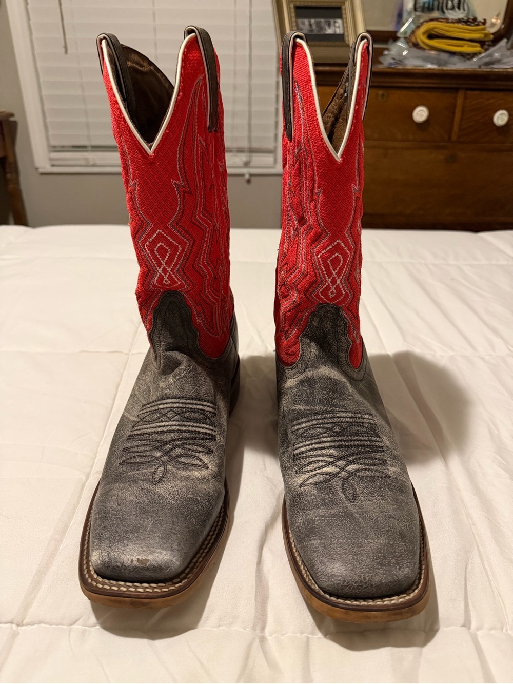 Nocona Men's Red and Gray Western Cowboy Boots